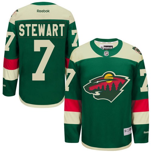 Mens Reebok Minnesota Wild 7 Chris Stewart Authentic Green 2016 Stadium Series NHL Jersey